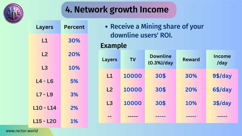 Network growth Income